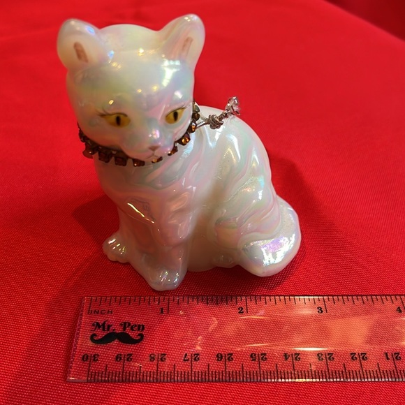 Vintage Fenton Opalescent Hand Painted Cat - November / Topaz - Picture 10 of 11